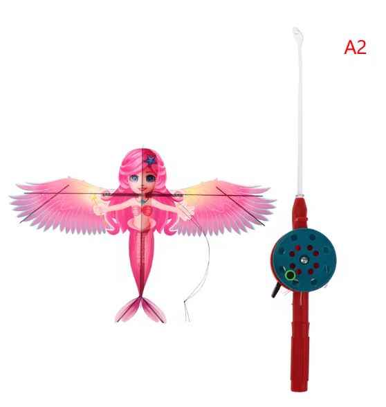 Esmorielle™ Kids Cartoon Kite with 40 cm Hand‑Brake Fishing Rod – Outdoor Fun Gift