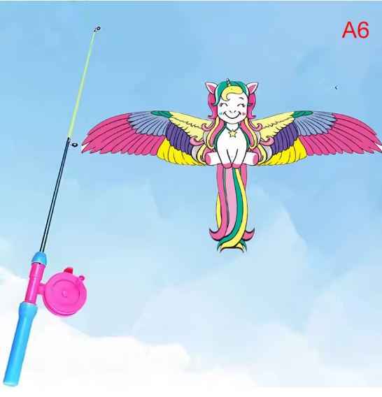 Esmorielle™ Kids Cartoon Kite with 40 cm Hand‑Brake Fishing Rod – Outdoor Fun Gift