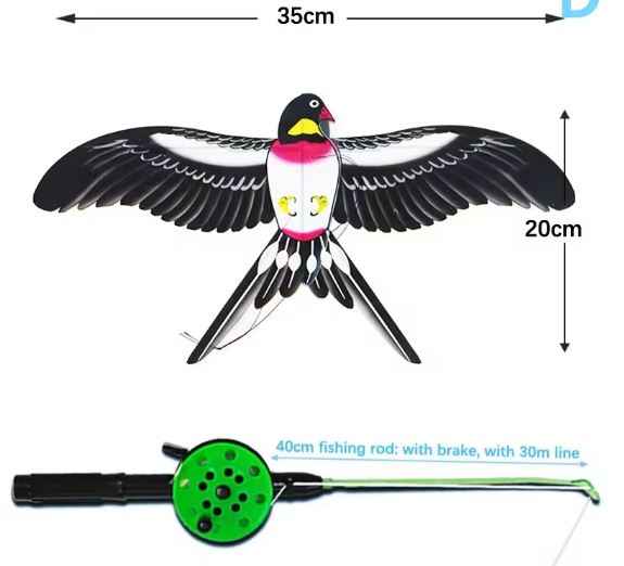 Esmorielle™ Kids Cartoon Kite with 40 cm Hand‑Brake Fishing Rod – Outdoor Fun Gift