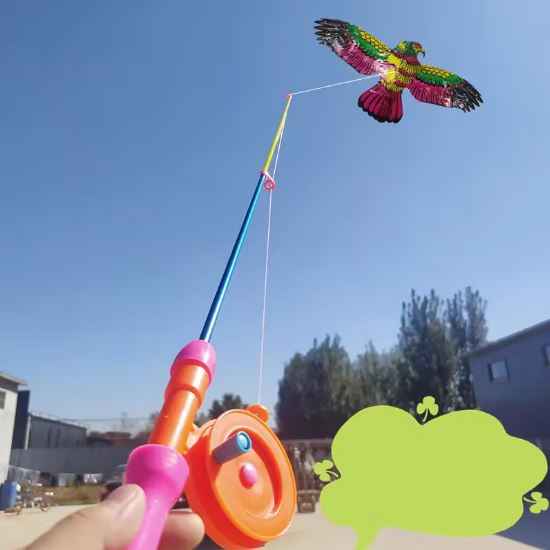 Esmorielle™ Kids Cartoon Kite with 40 cm Hand‑Brake Fishing Rod – Outdoor Fun Gift