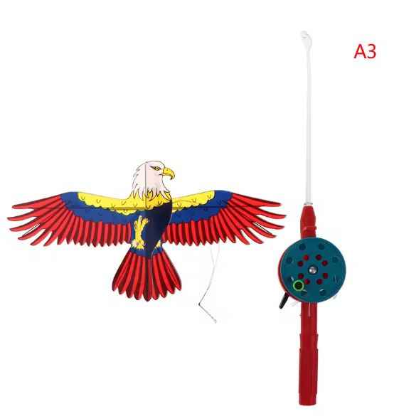 Esmorielle™ Kids Cartoon Kite with 40 cm Hand‑Brake Fishing Rod – Outdoor Fun Gift